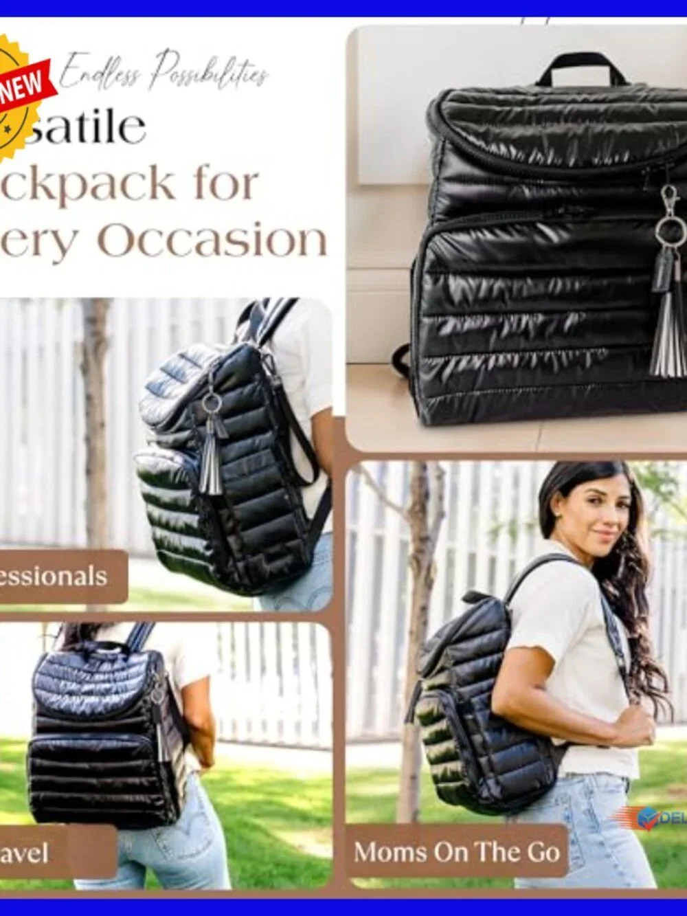 Large Diaper Backpack with Laptop Sleeve, Multiple Pockets, Changing Pad